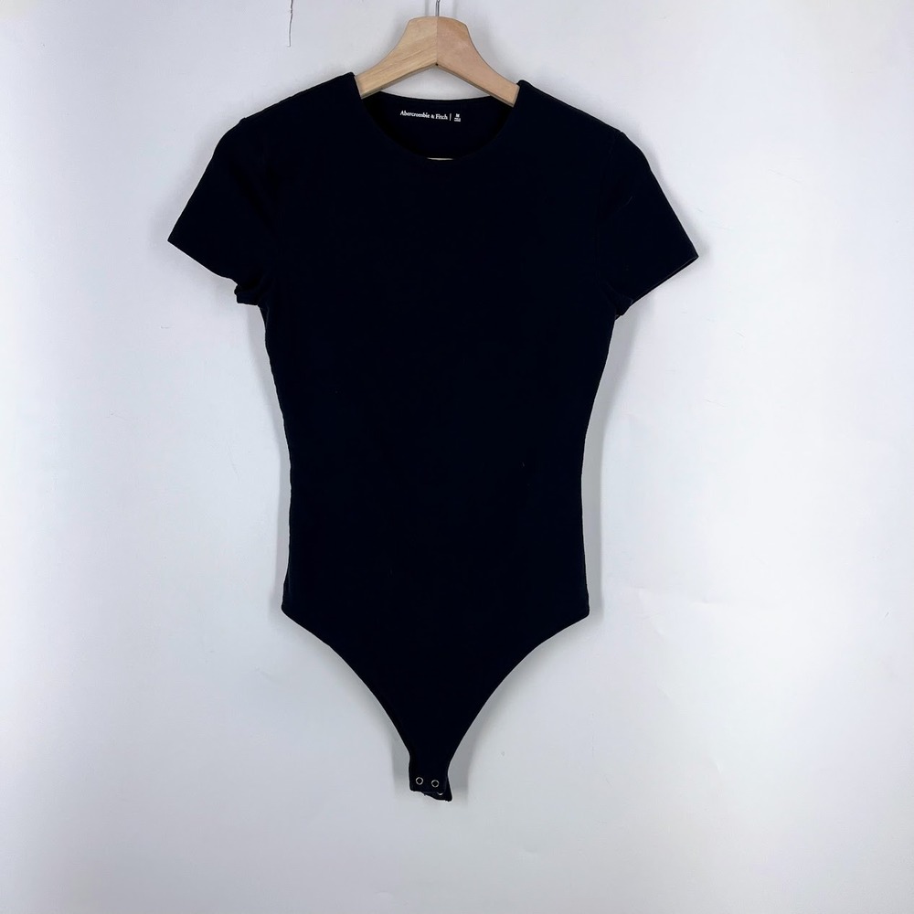 Abercrombie & Fitch Womens Black Short Sleeve Crew Neck Bodysuit Size M 139F0372